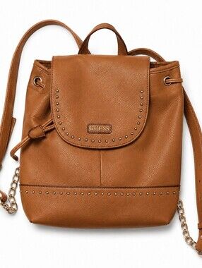 GUESS Tan Studded Drawstring Backpack